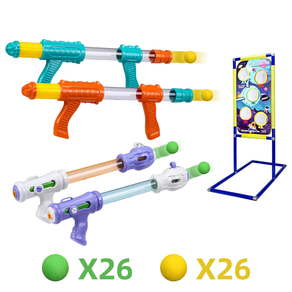 4pk Foam Ball Popper Air Guns with 52 Foam Balls H5410