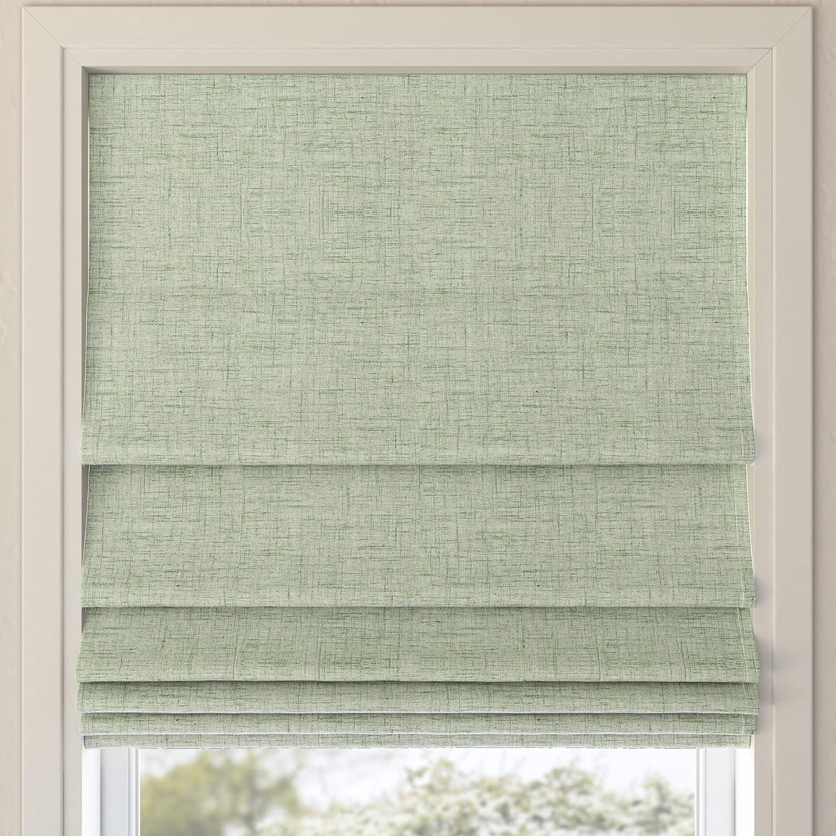 Textured Total Blackout Cordless Shade, 39" X 64", Sage Green S96342