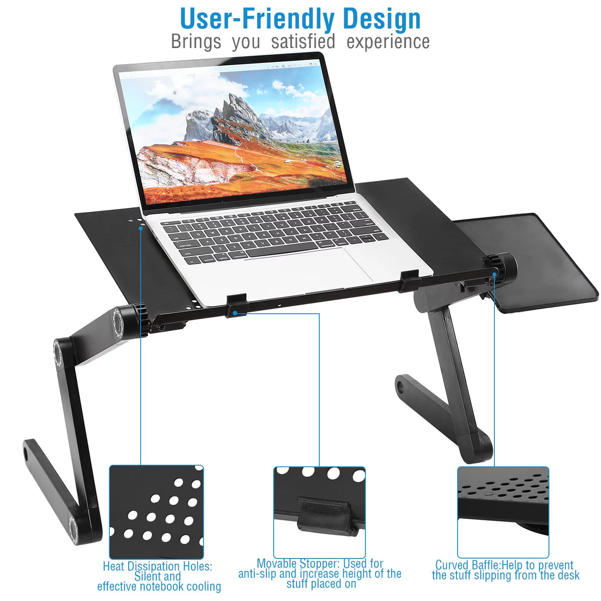 Folding Adjustable Laptop Desk with Mouse Board Y884374