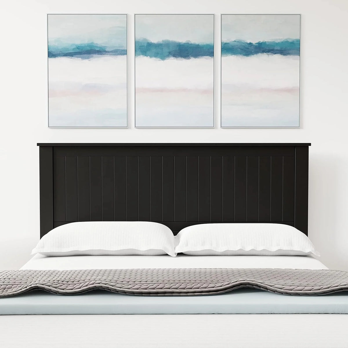 Black Queen Size Wood Panel Headboard W779779