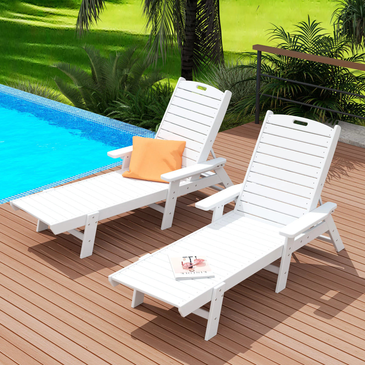 White Outdoor Lounge Chairs Set of 2 S897329