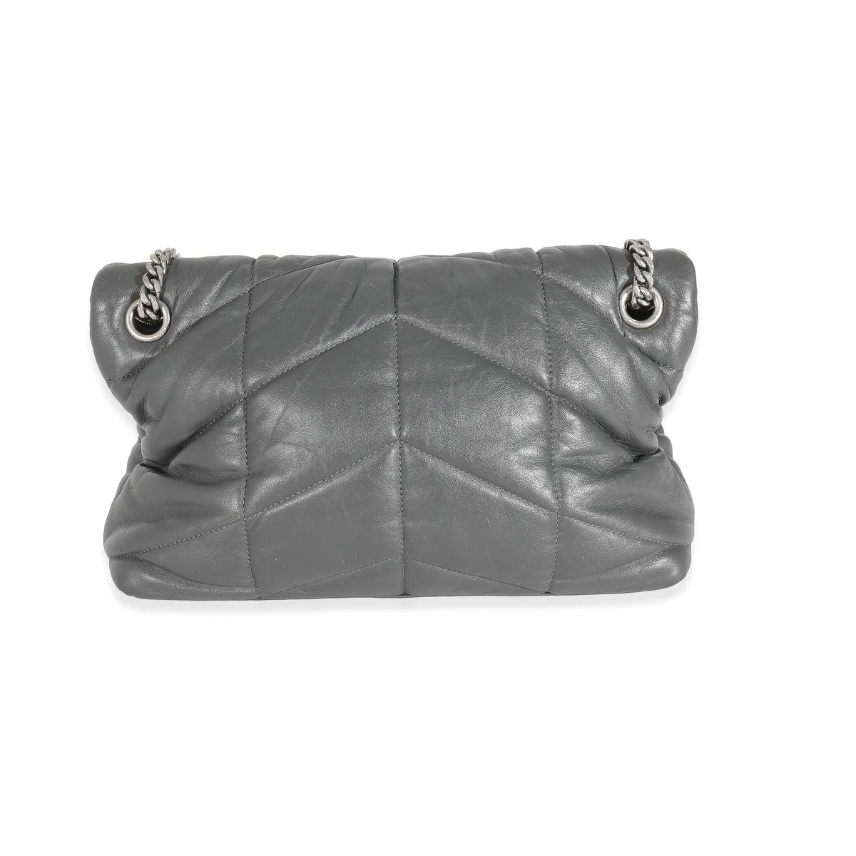 Grey Quilted Leather Small Puffer P68396