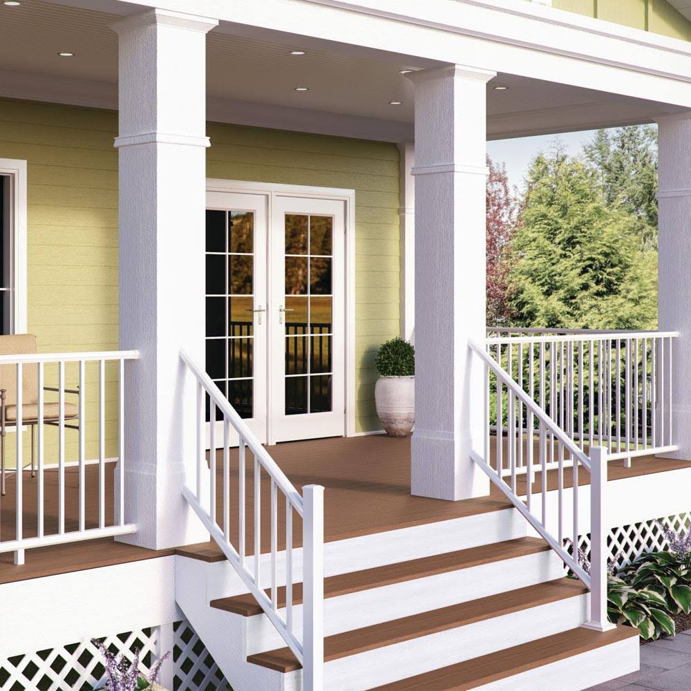 Textured White Aluminum Deck Stair Rail Kit O518