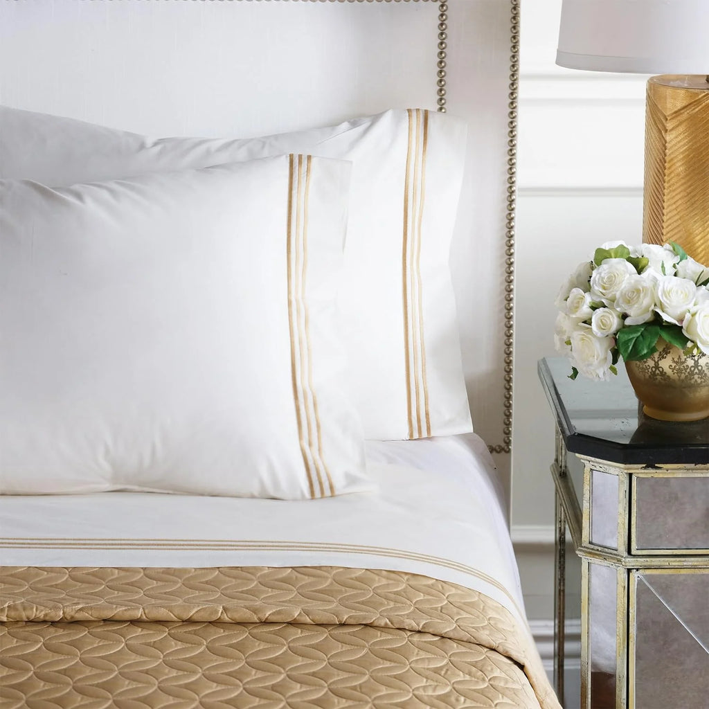 Queen Gold Textured Geometric Coverlet R62060