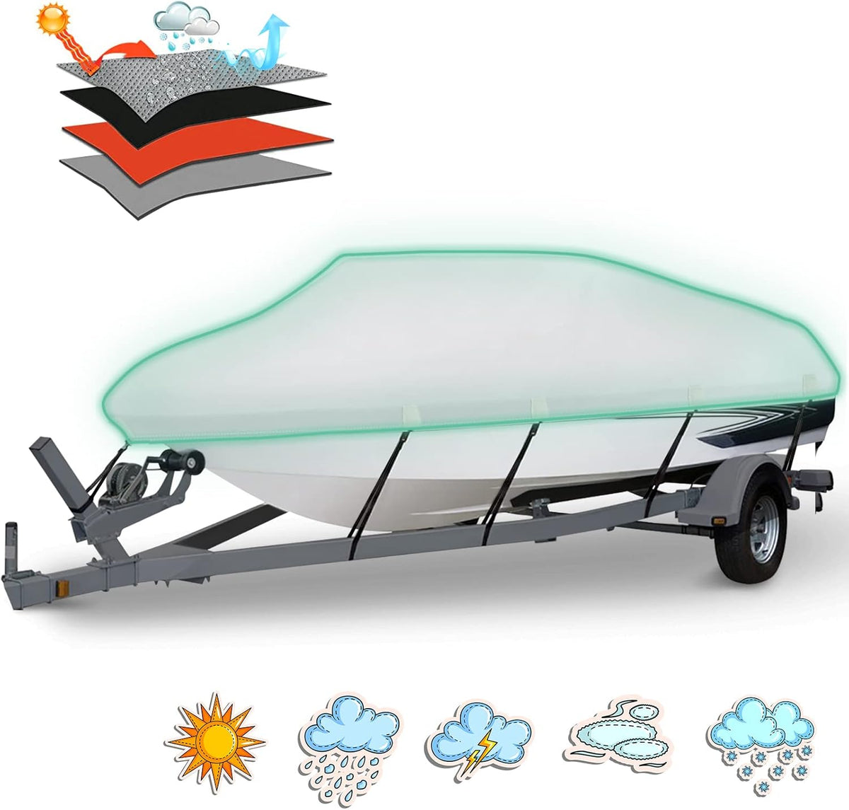 600D PU Waterproof Boat Cover U311588