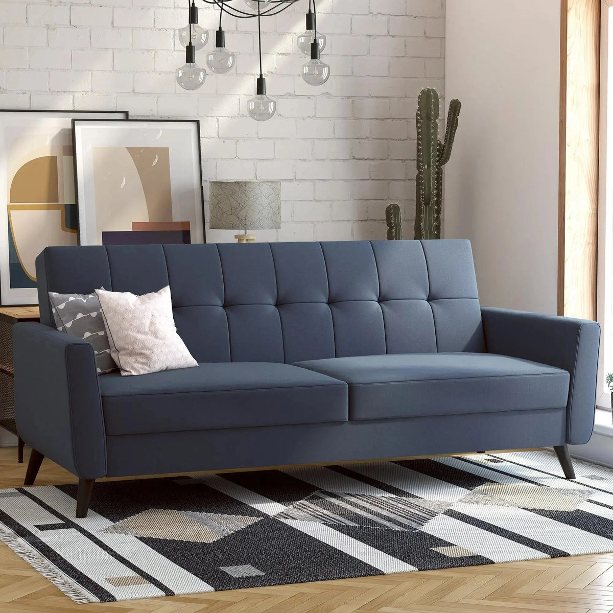 Olive Green Linen Sofa Futon with Storage I70102