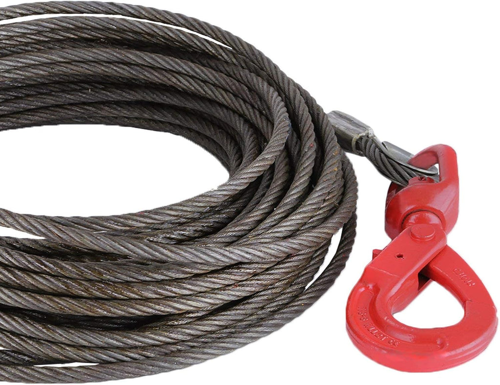Winch Cable 8/17Inch x 100Ft Replacement Wire Rope 4400LBS Fiber Core Swivel Hook Pack of 2 A119