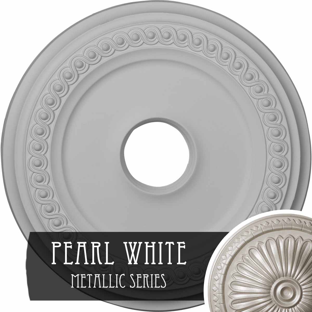 Classic Ceiling Medallion, Hand-Painted Pearl White, Beige F29187