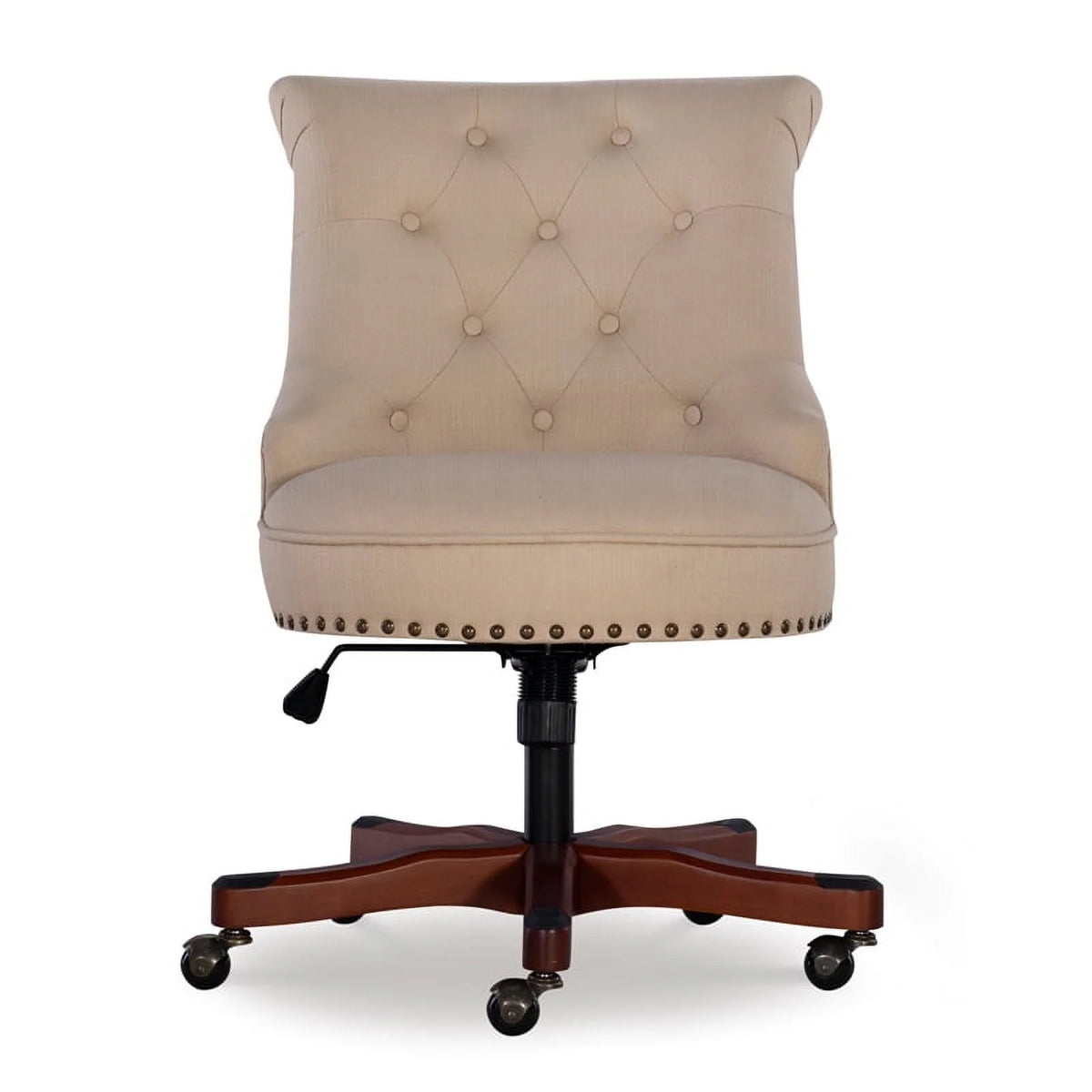 Wood Upholstered Office Chair Beige O8068