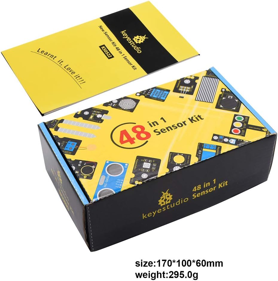 48 Sensors Modules Starter Kit with LCD, 5v Relay, IR Receiver, LED Modules, Servo Motor, PIR, Pressure Sensor, Gas Sensor H96470