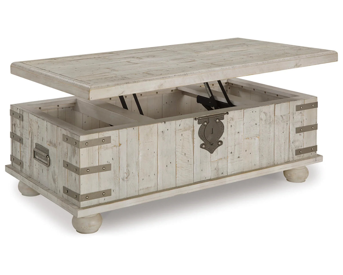 White Wash Gray Coffee Table with Lift Top R91250