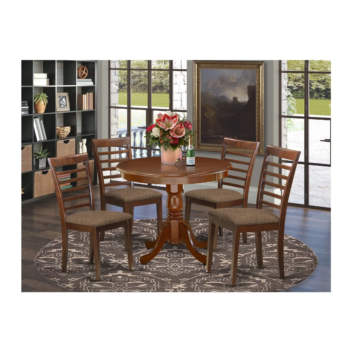 5 Piece Wood Dining Set Y405
