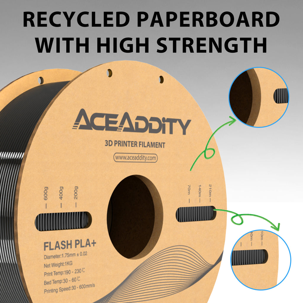 Black PLA+ Filament 1.75mm 3D Printing Material, 6 Rolls K389