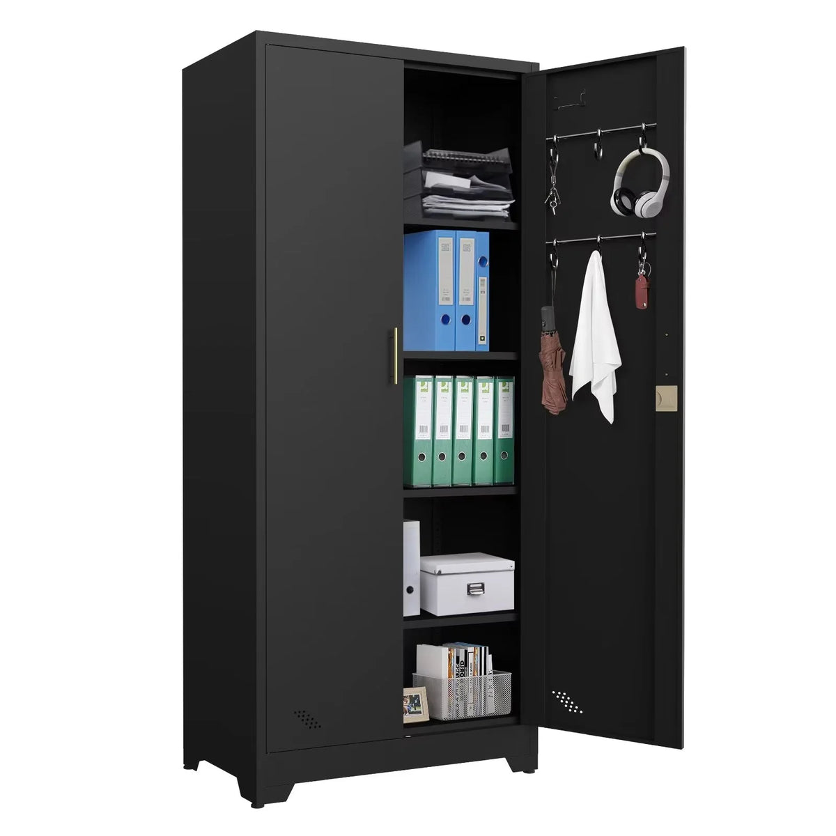 Metal Garage Storage Cabinet with Locking Doors and 4 Shelves E6308