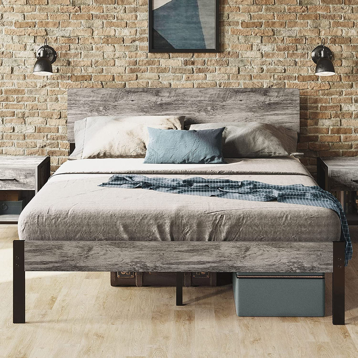 Queen Platform Bed Frame with Headboard Z8754