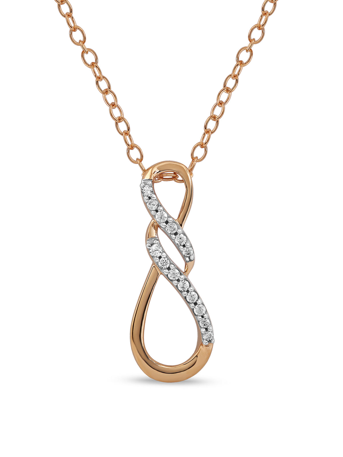 10K Rose Gold Diamond Infinity Pendant Necklace K30364