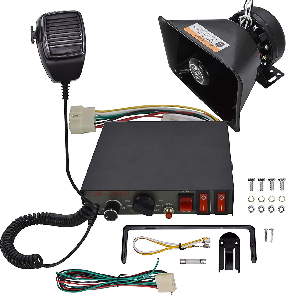 200W 9 Tones Wired Handheld Microphone Car Siren Speaker F97561