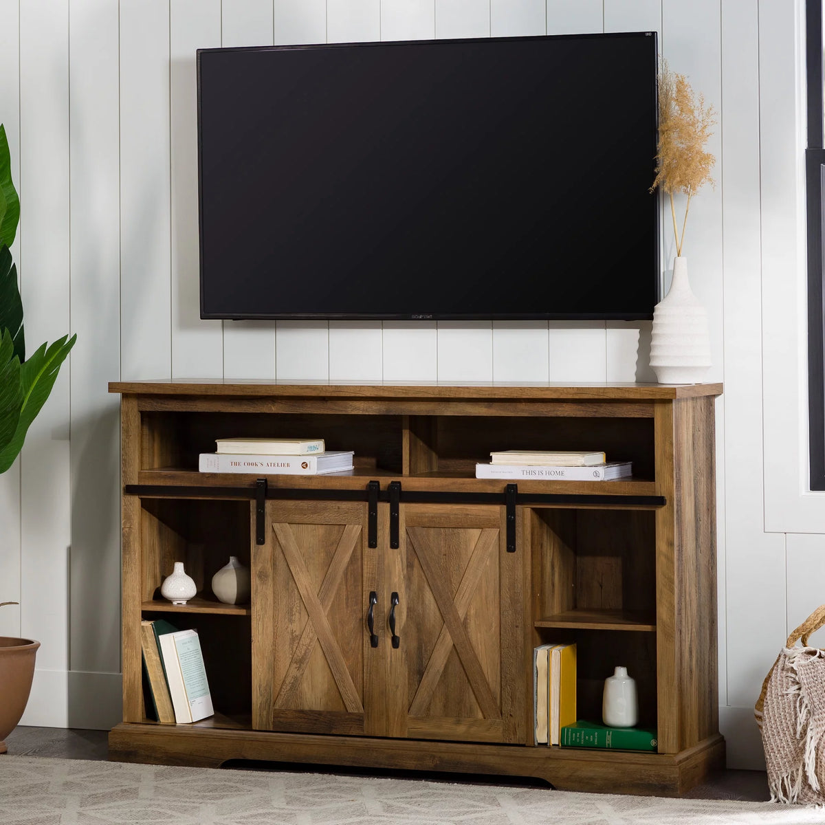 Farmhouse Barn Door TV Stand Q428558