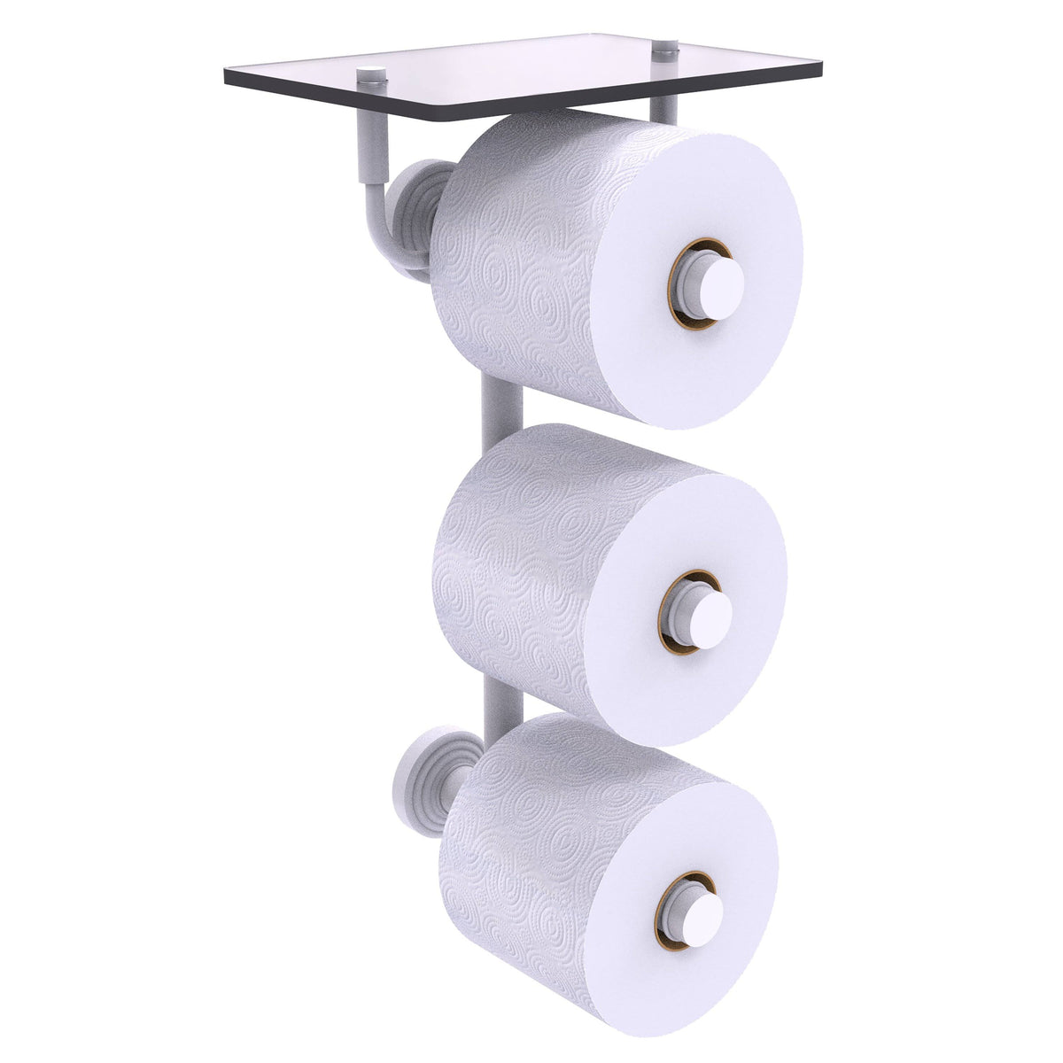 Wall Mount Toilet Paper Holder with Glass Shelf Matte White D2718