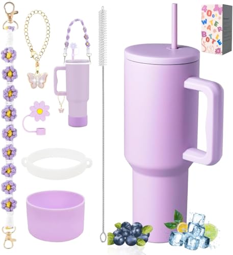 40 oz Tumbler with Handle Straw and Accessories Q347926