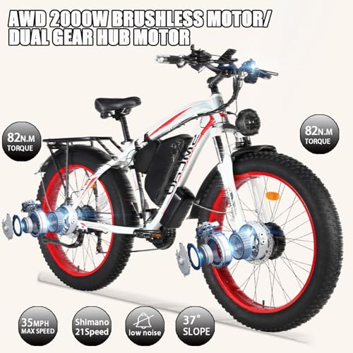 2000W Dual Motor 48V 22Ah Fat Tire Electric Bike V747