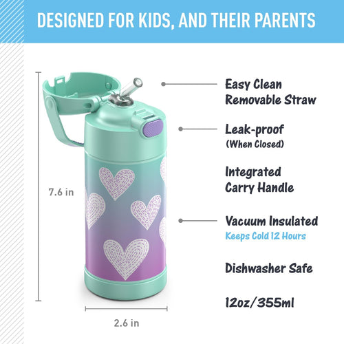 12 Ounce Stainless Steel Vacuum Insulated Water Bottle with Straw V56814