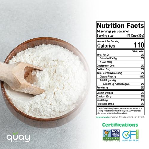 Cassava Flour (1 lb) - Gluten Free & Grain-Free Flour - Non-GMO, Made from 100% Yuca Root Q148836