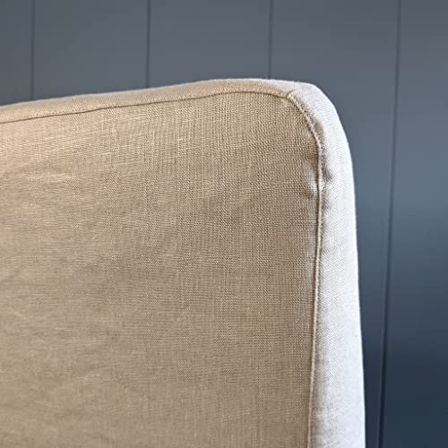 Set of 4 Solid Beige Linen Cotton Dining Chair Cover H985343