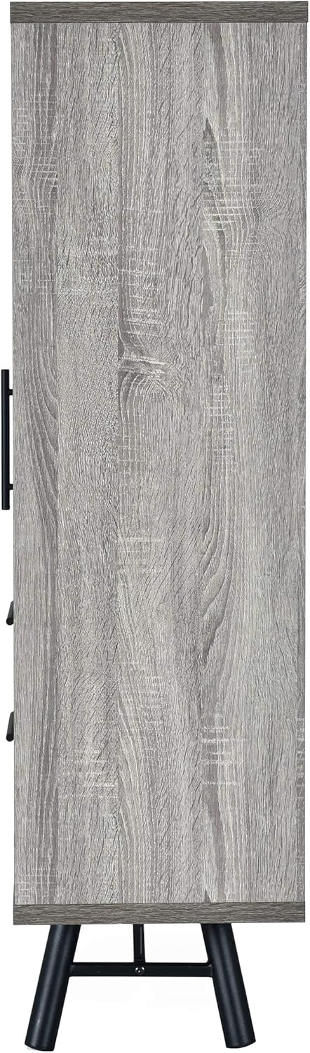 Brown Oak Black 6 Shelf Cabinet V90928