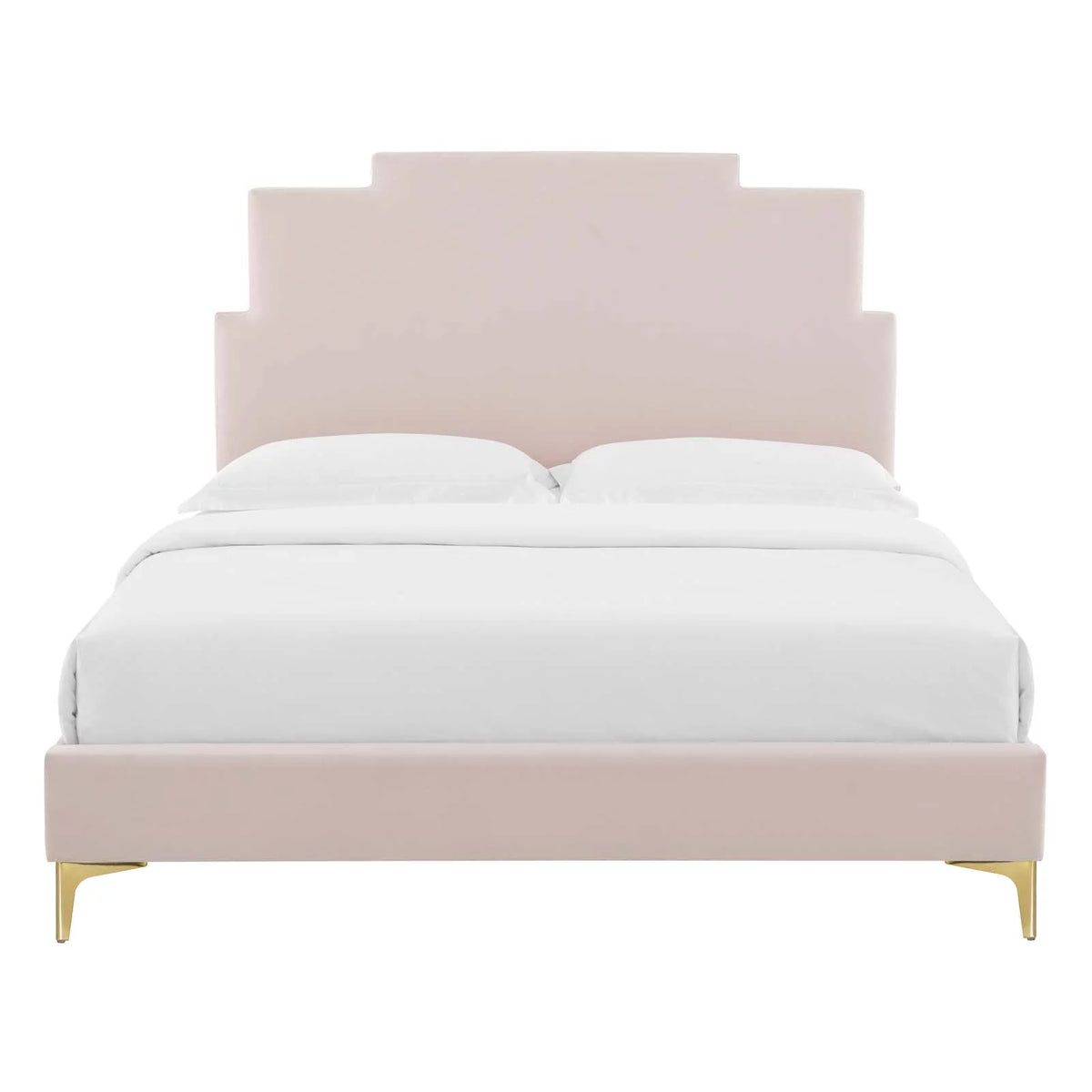 Queen Size Velvet Pink Platform Bed Frame V24652