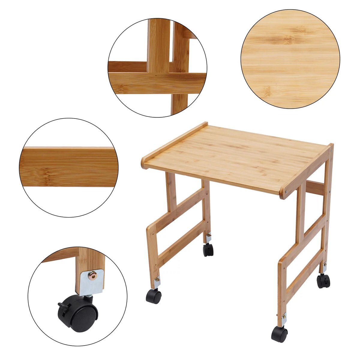 Wood Floor-Standing Printer Cart with Storage Shelf and 4 Wheels K6205