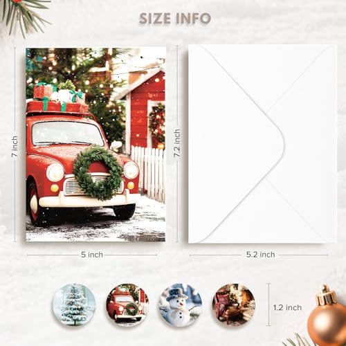 Set of 20 Boxed Christmas Cards with Envelopes & Stickers, 5" x 7" Z406767