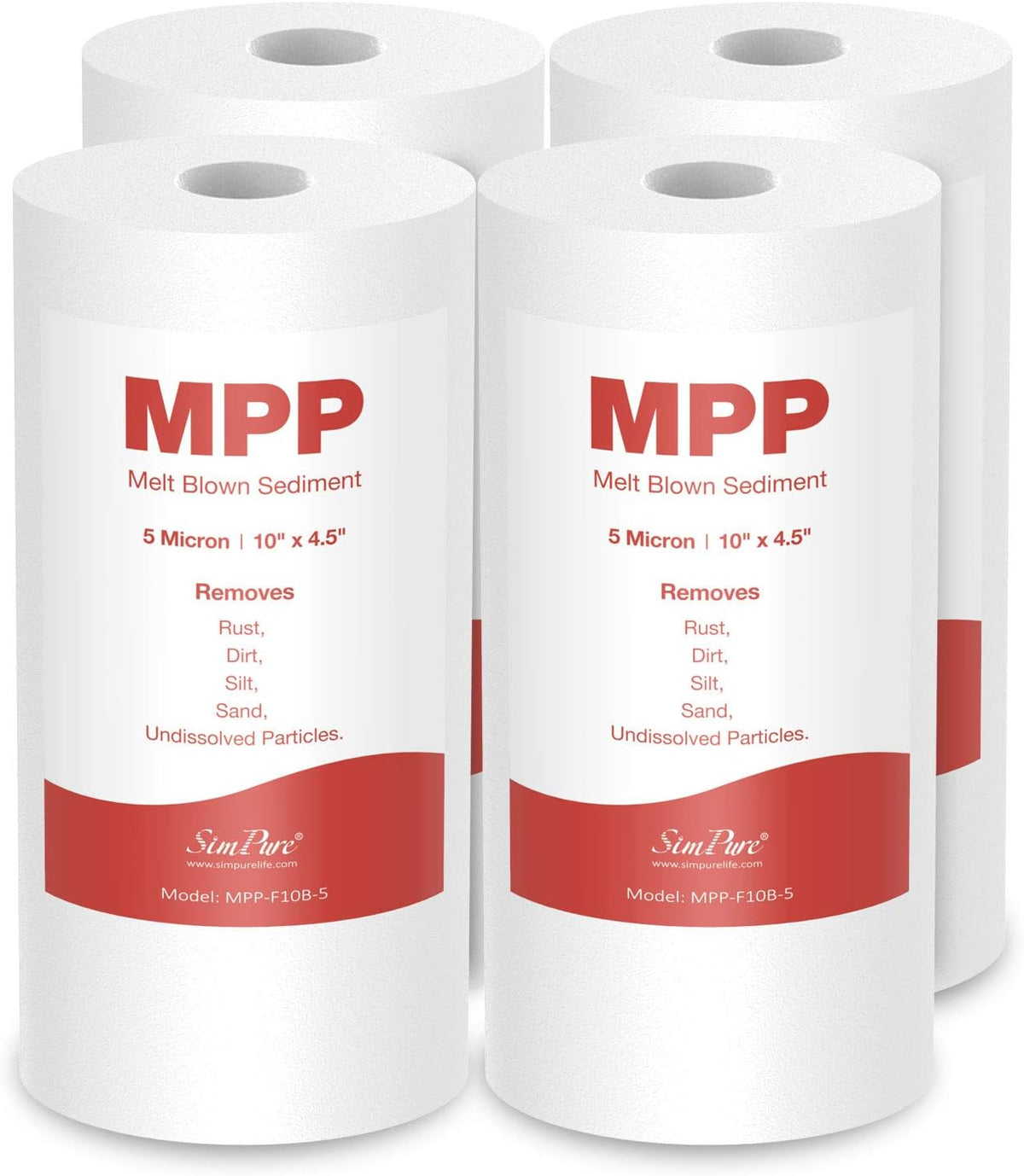 10 x 4.5 Whole House Sediment Water Filter, 5 Micron Replacement Cartridge (4 Pack) K5561