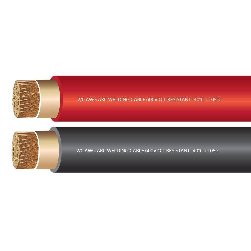 2/0 Gauge Welding Cable 600 Volt Black Red 25 Feet A91929