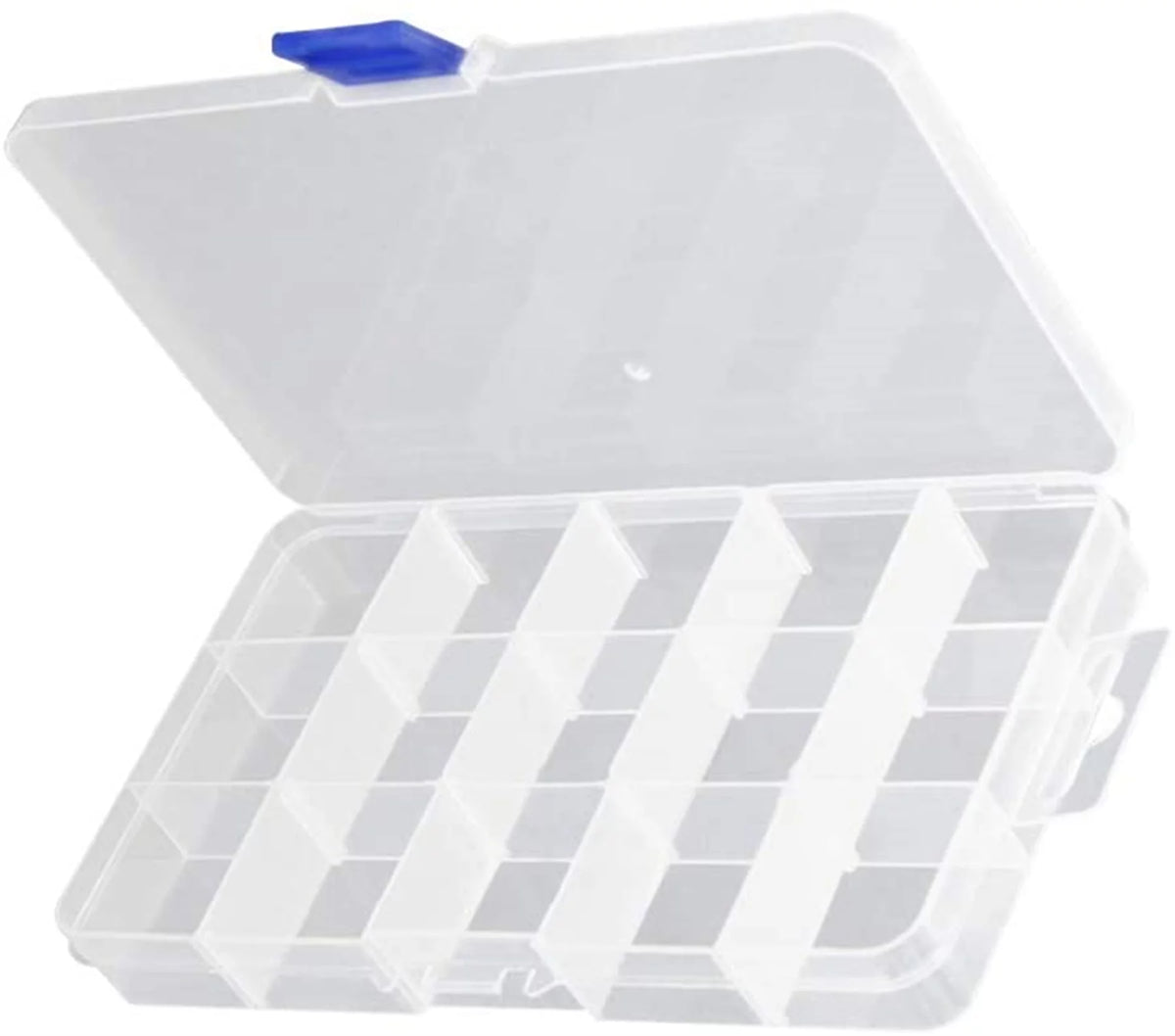 Transparent Plastic Storage Box 15 Removable Grids 2Pcs B3636