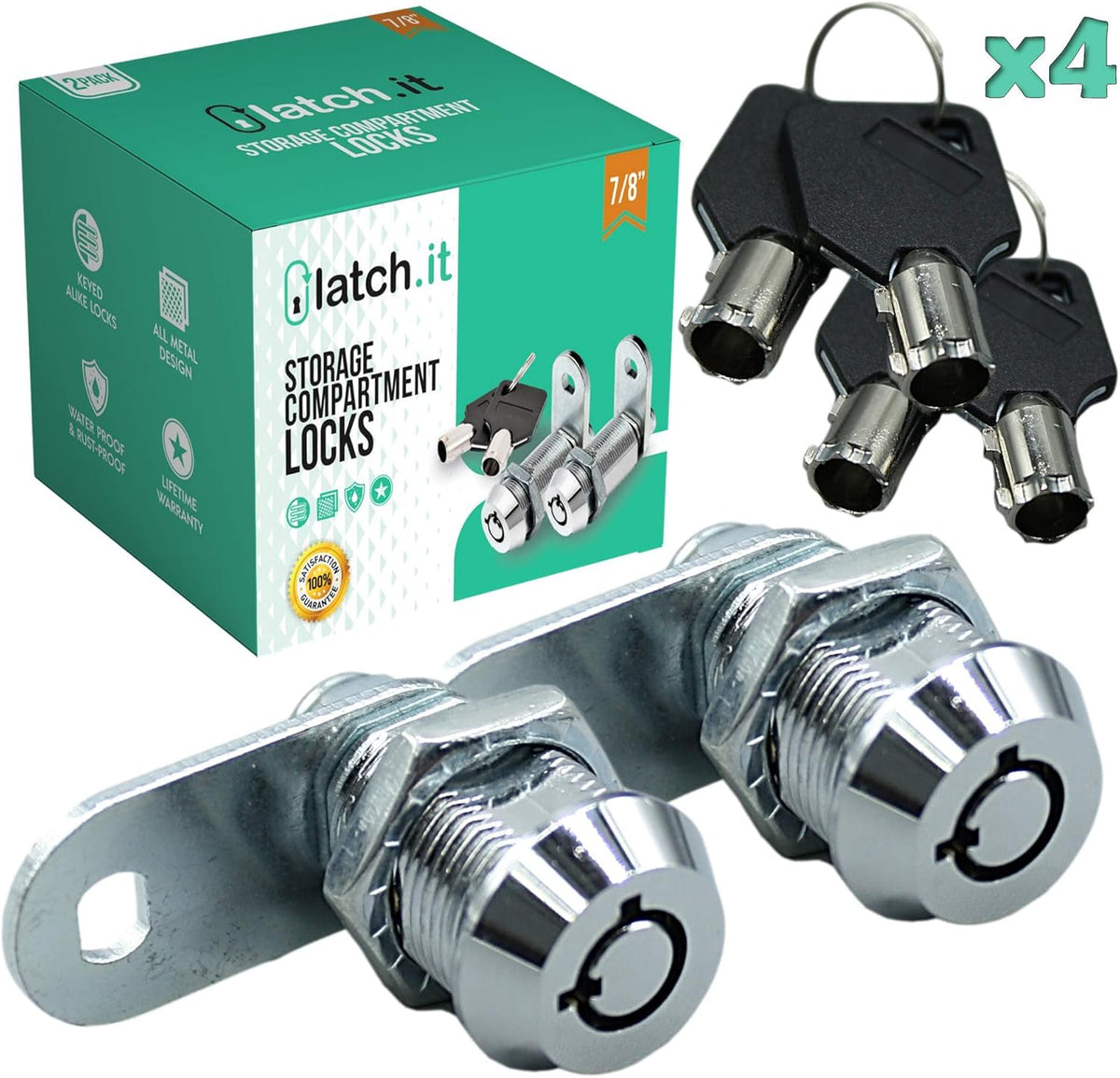 7/8” 5-Pack Metal Cam Locks with 10 Keys V80908