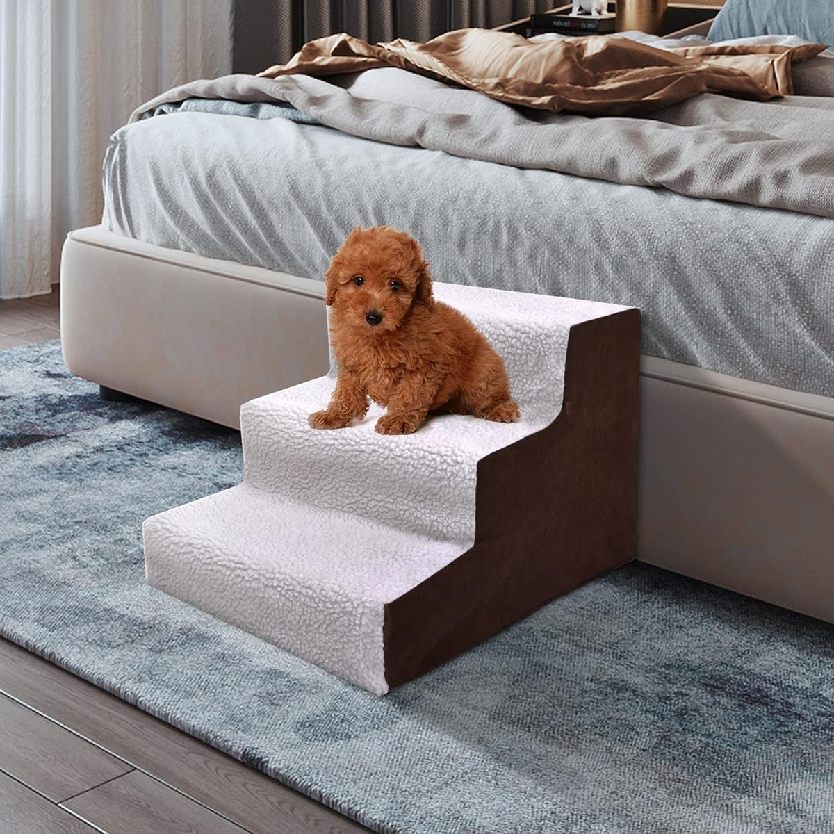 Brown and White Pet Stairs X619414