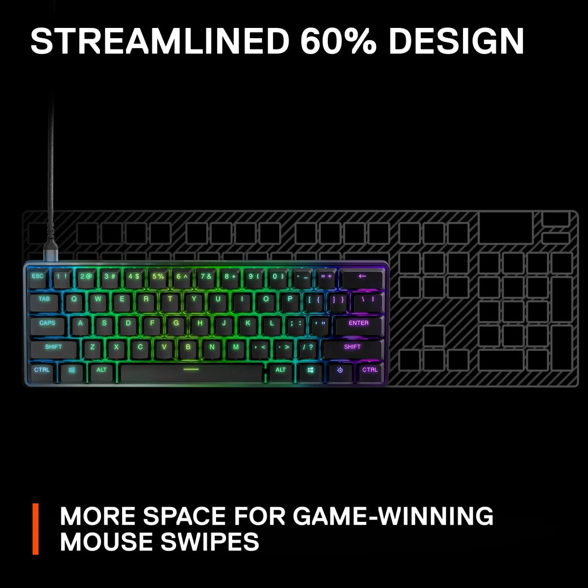Wired 60% Gaming Keyboard with RGB Lighting - Black P143428