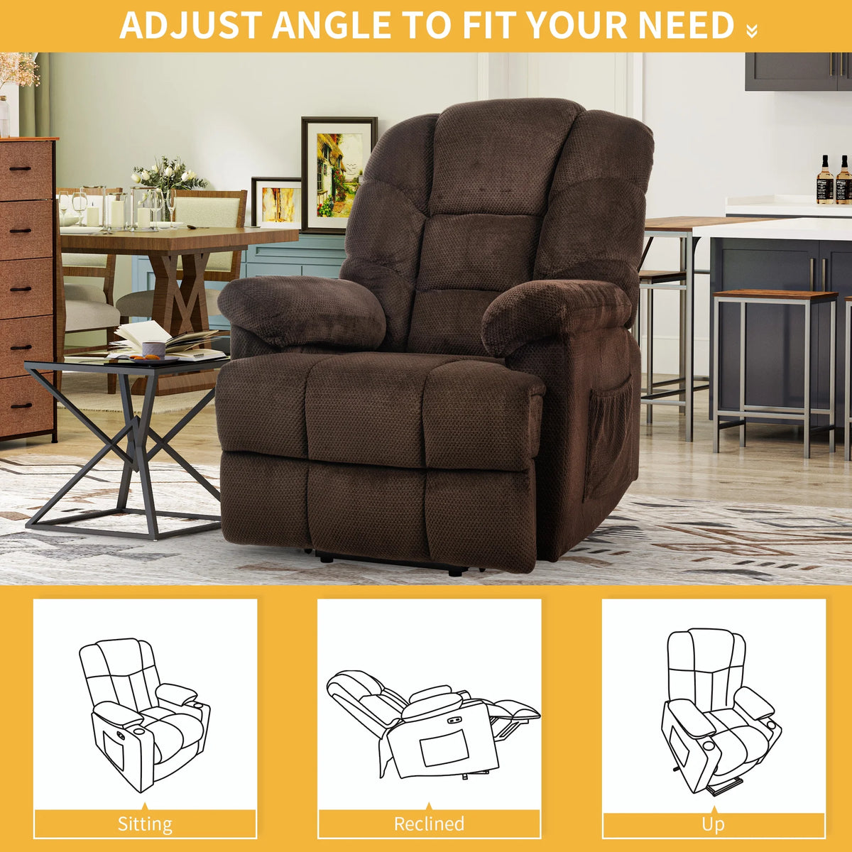 Brown Electric Lift Recliner Chair with Remote Control W801781