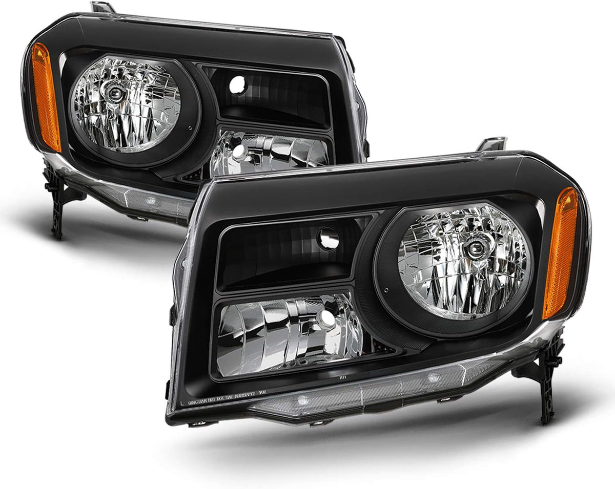 Black Halogen Headlights Pair for Honda Pilot R306