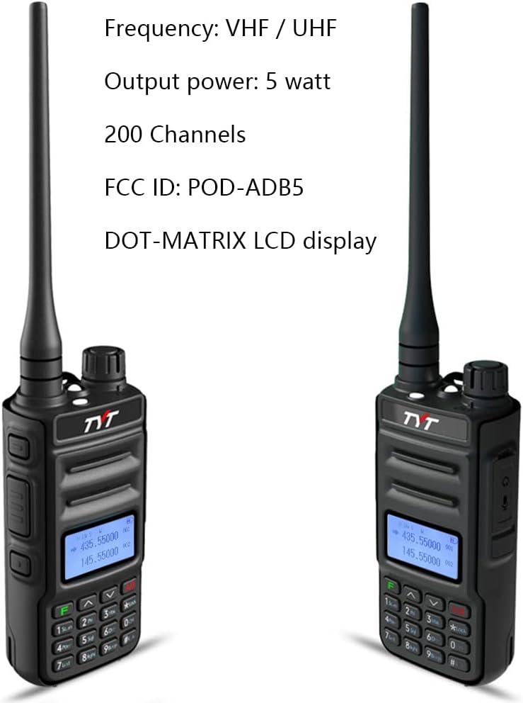 TYT TH-UV88 Ham Radio Handheld Two Way Radio Analog Amateur Dual Band VHF UHF Walkie Talkies for Adults Long Range, Rechargeable, 200 Channels, Scanner, LCD Display, DTMF, CTCSS/DCS, Support Chirp Pack of 2 Q993486
