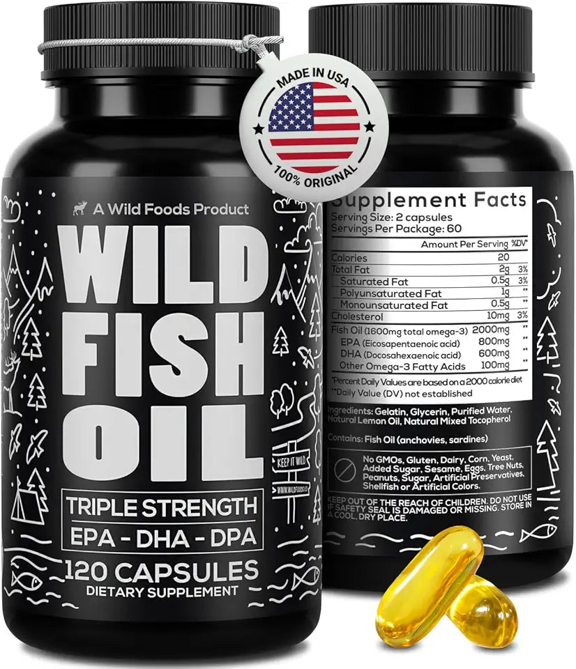 Omega 3 Fish Oil Supplement, 120 Capsules V641