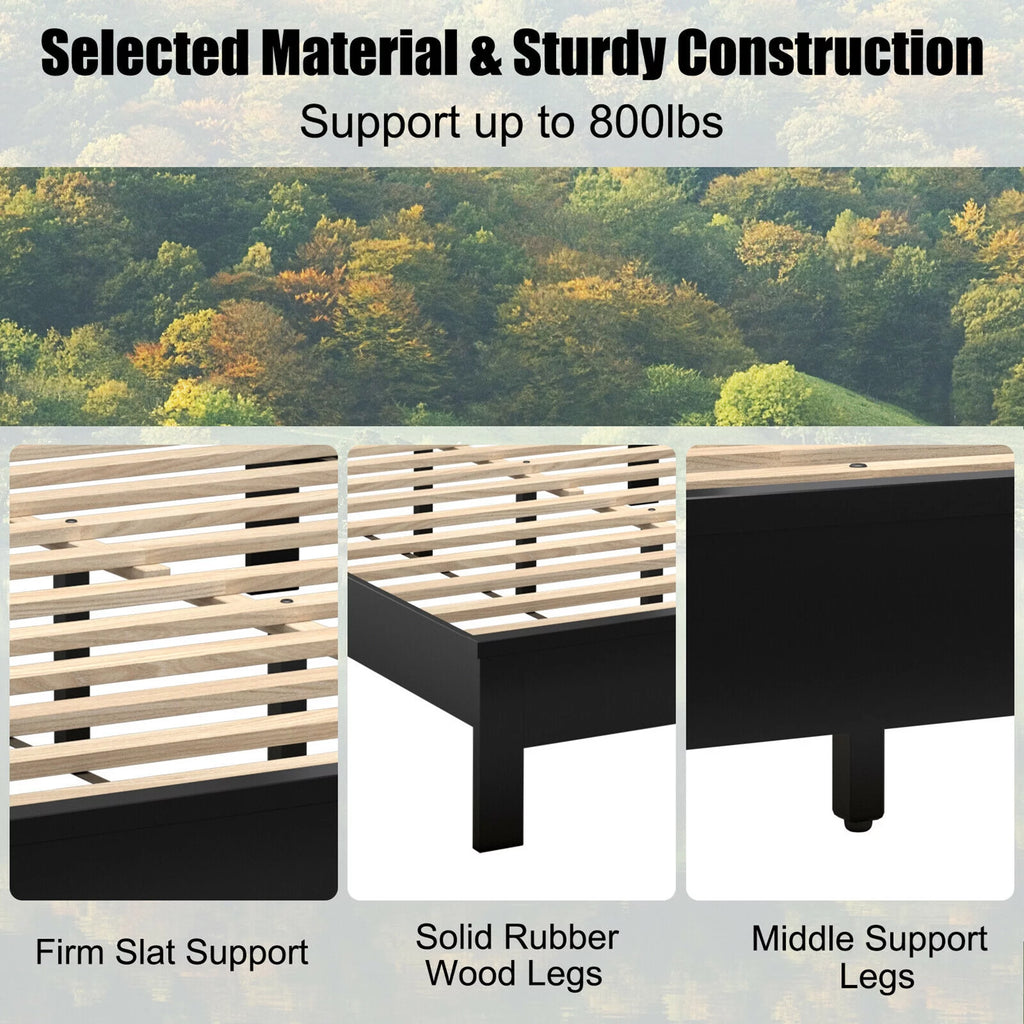 Twin Size Walnut Platform Bed Frame X86069