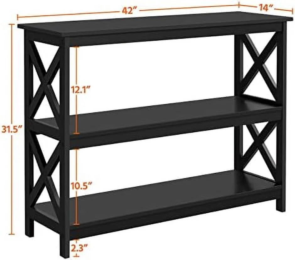 Console Table with 3 Shelves Espresso L792