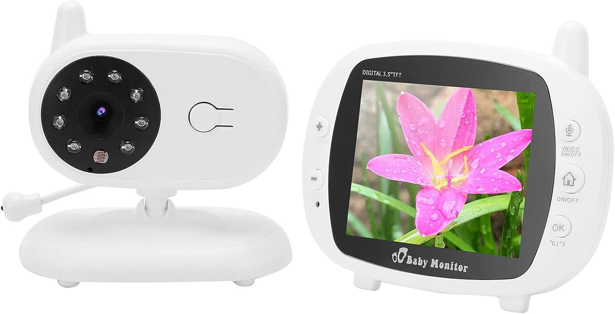 Baby Video Monitor with Temperature Sensor Infrared Night Vision Two-way Intercom L96914