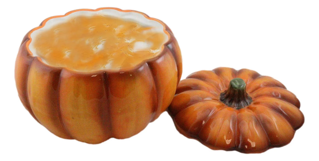 Orange Ceramic Pumpkin Soup Or Dessert Bowl Set of 6 I3907