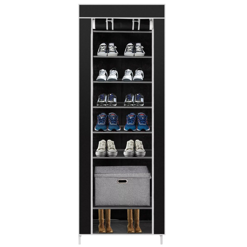 10 Tiers 9 Lattices Shoe Rack Storage Organizer Black K487026