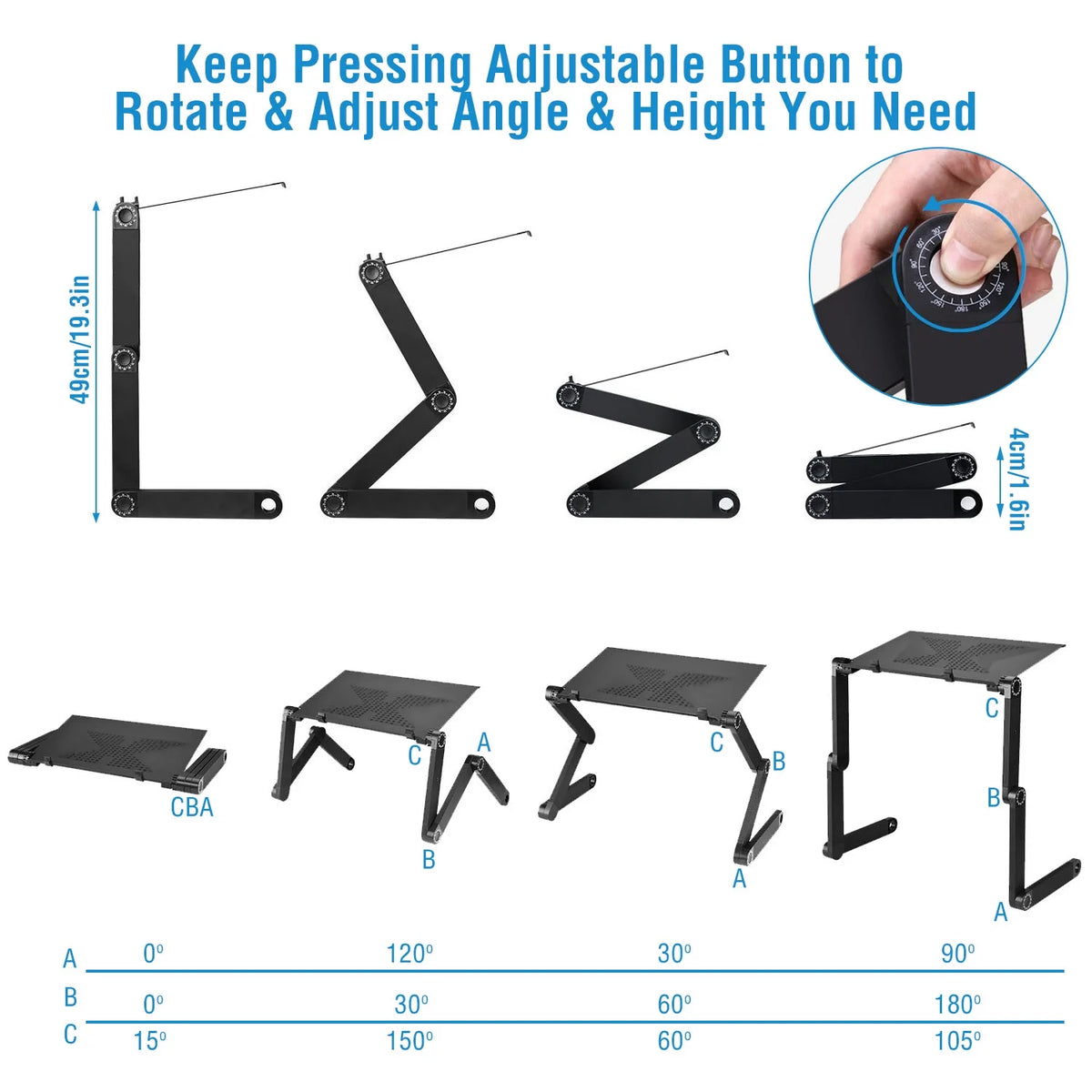 Folding Adjustable Laptop Desk with Mouse Board Y884374