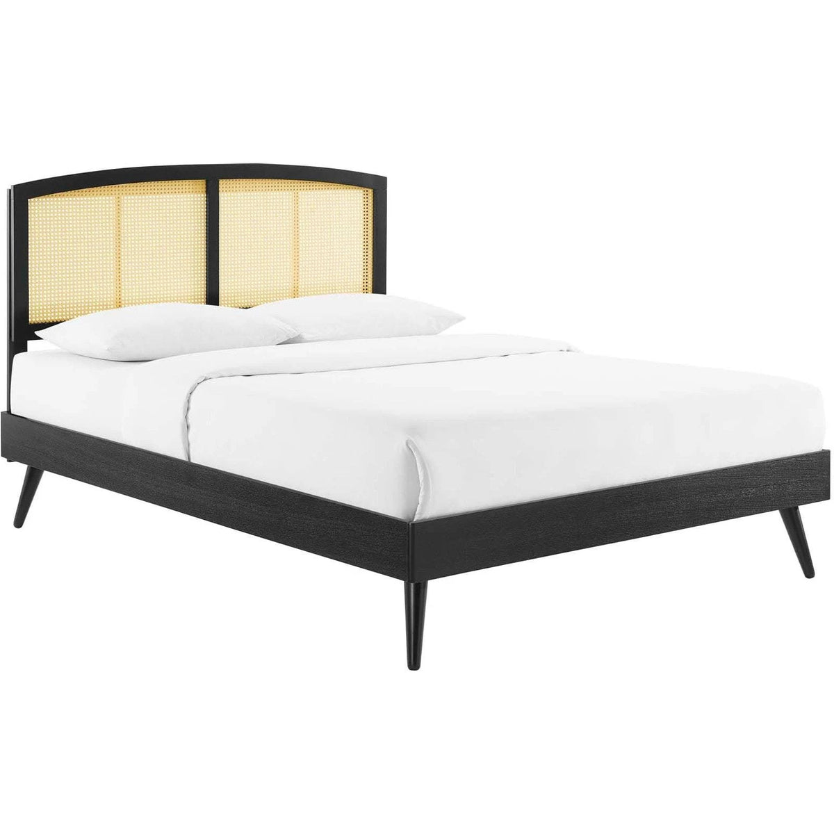 Black Queen Platform Bed with Splayed Legs I57613
