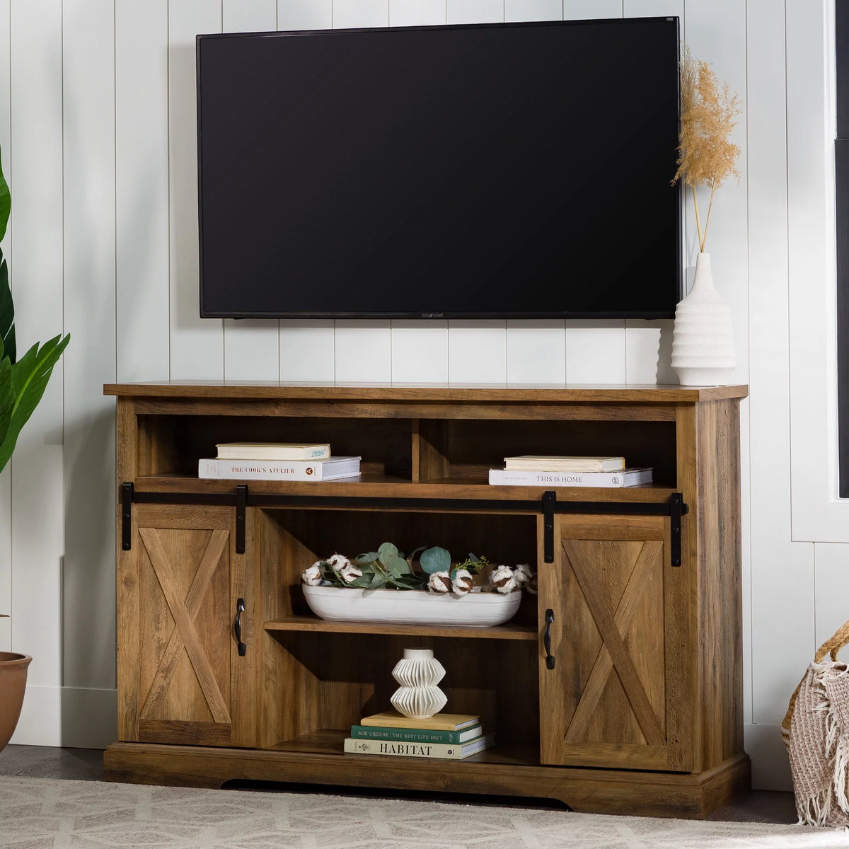 Farmhouse Barn Door TV Stand Q428558